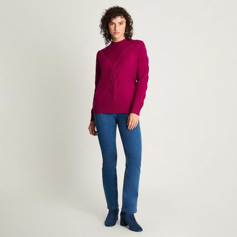 Sweater Escote Redondo Manga Larga Magenta-3