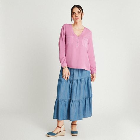 Blusa Lila Manga Larga Cuello V-3