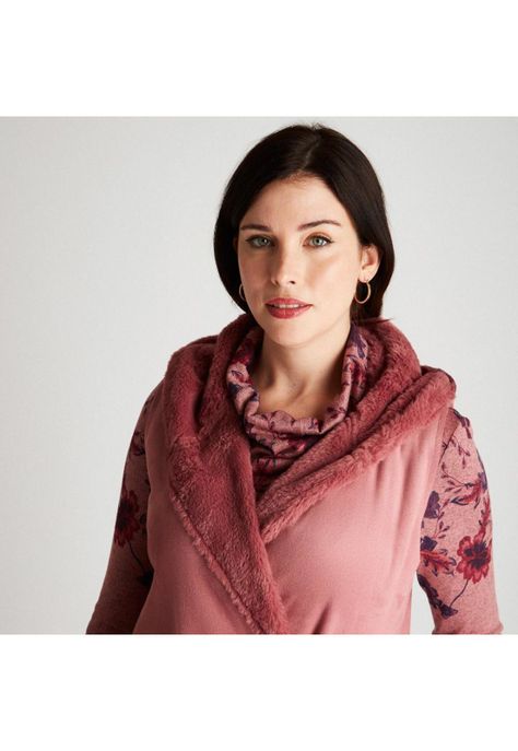 Chaqueta Bonded Rosado Sin Manga Con Gorro-2