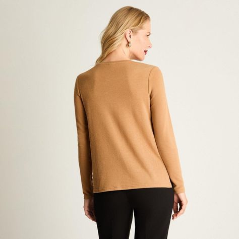 Polera Manga Larga Lanilla Estampada Con Strass Camel-0