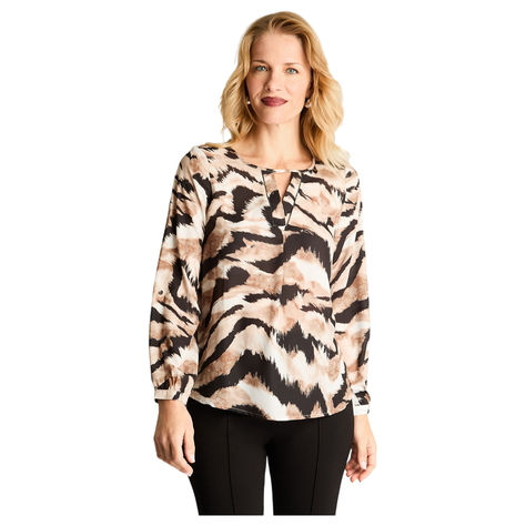 Blusa Manga Larga Escote Redondo Estampada Negro-4