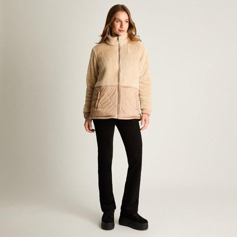 Polerón Coral Fleece Con Detalles En Quilted Beige-2