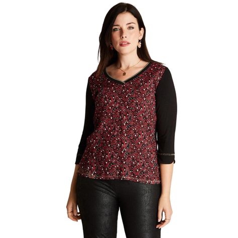 Polera Negro Manga 3,4 Cuello V-0