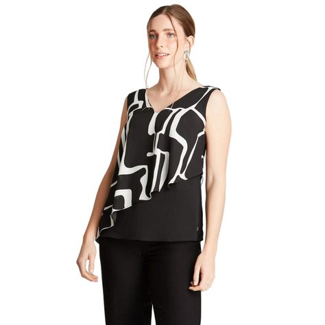 Blusa Negro Sin Manga Cuello V-0