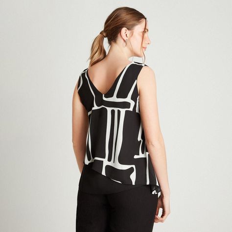 Blusa Negro Sin Manga Cuello V-1
