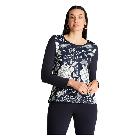 Polera Manga Larga Estampada Azul-0