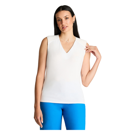 Polera Sin Mangas Con Hombrera Blanco-0