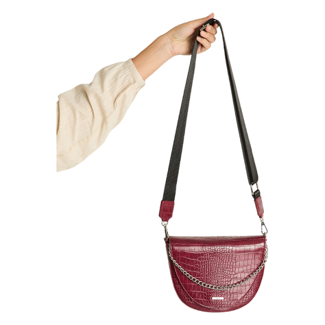 Cartera Rigida Texrurizada Con Strap Burdeo-0