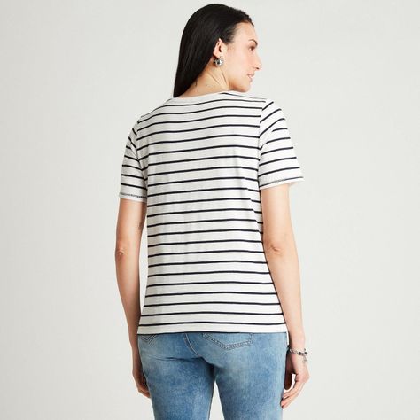 Polera Blanco Manga Corta Rayada-1