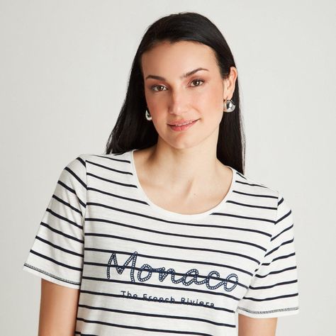 Polera Blanco Manga Corta Rayada-2