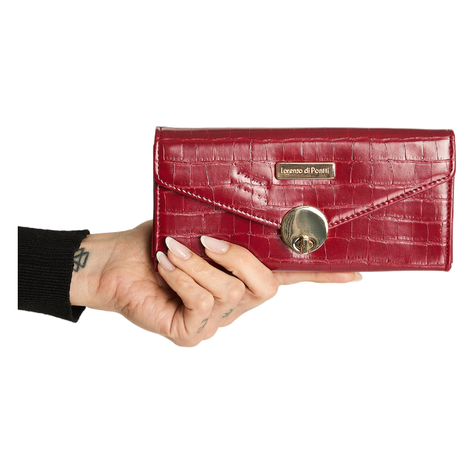 Billetera De Pu Cocodrilo Rojo-0