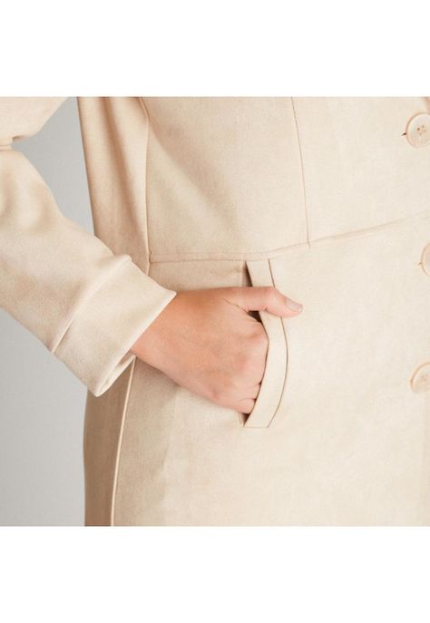 Chaqueta Bonded Arena Manga Larga Cuello Solapa-2