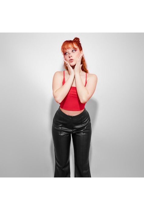 Polera Roja Crop Pabilo-0
