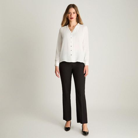 Blusa Escote V Manga Larga Con Botones Dorados Crudo-3