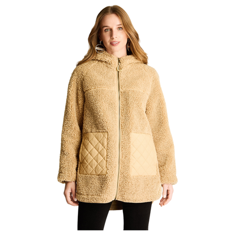 Polerón Sherpa Bondeado En Suede Dos Bolsillos Quilted Beige-4