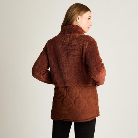 Polerón Coral Fleece Con Detalles En Quilted Terracota-0