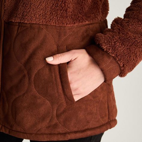 Polerón Coral Fleece Con Detalles En Quilted Terracota-1