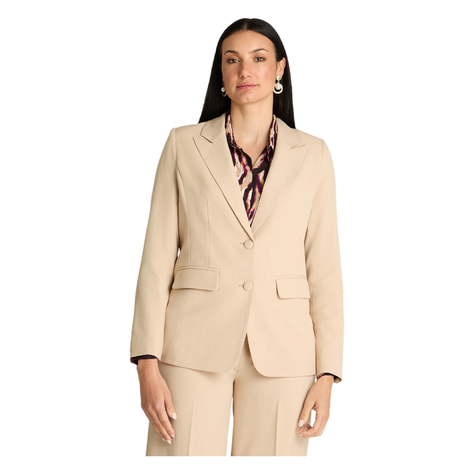 Blazer Manga Larga Con Dos Botones Beige-0