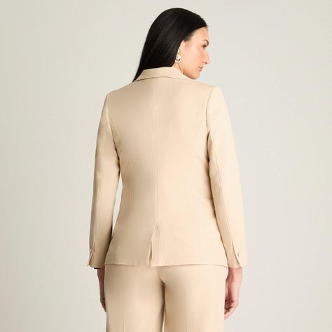 Blazer Manga Larga Con Dos Botones Beige-1