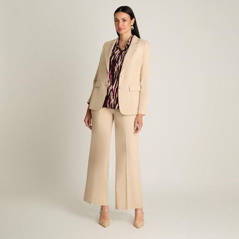 Blazer Manga Larga Con Dos Botones Beige-2