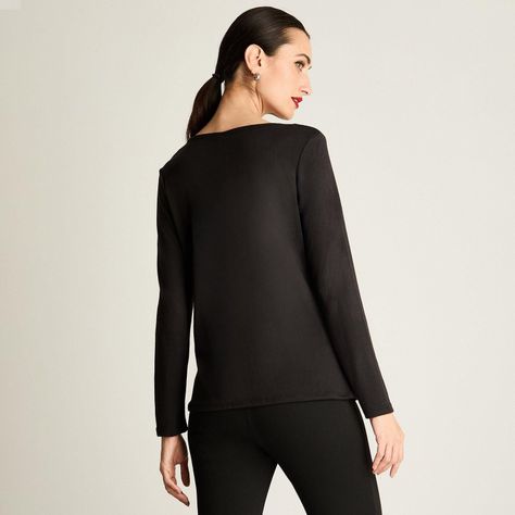 Polera Manga Larga Lanilla Escote Redondo Estampada Negro-0
