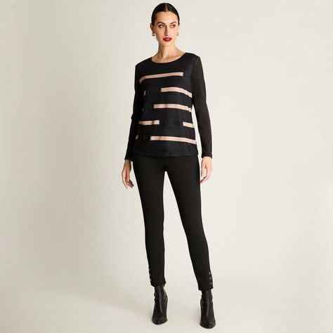 Polera Manga Larga Lanilla Escote Redondo Estampada Negro-2