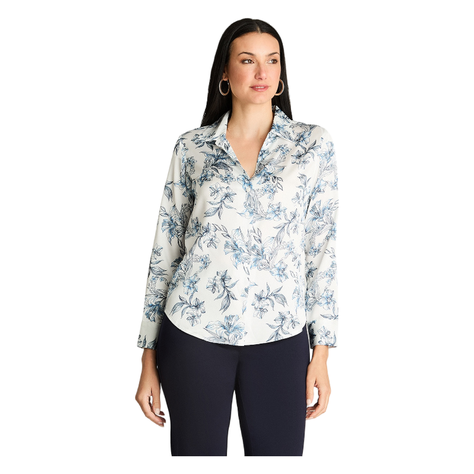 Blusa Manga Larga Satin Camisera Blanco-0