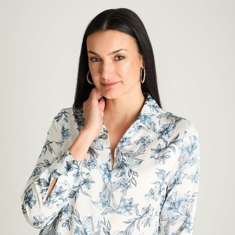 Blusa Manga Larga Satin Camisera Blanco-2