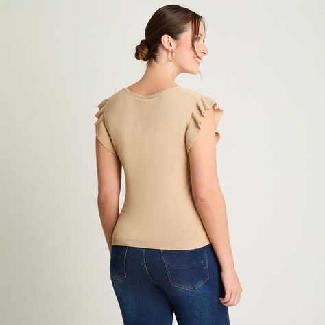 Polera Manga Corta Lanilla Beige-1