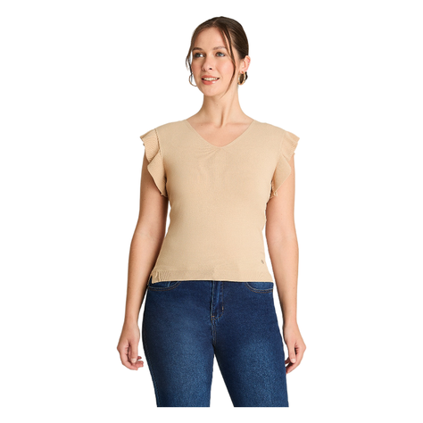 Polera Manga Corta Lanilla Beige-0