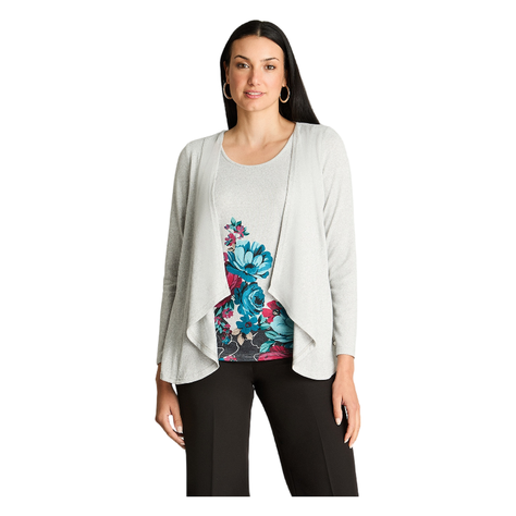 Polera Manga Larga Lanialla Twin Set Con Capa Gris-0