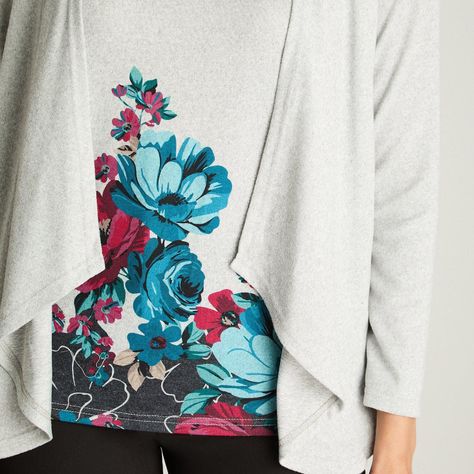 Polera Manga Larga Lanialla Twin Set Con Capa Gris-2