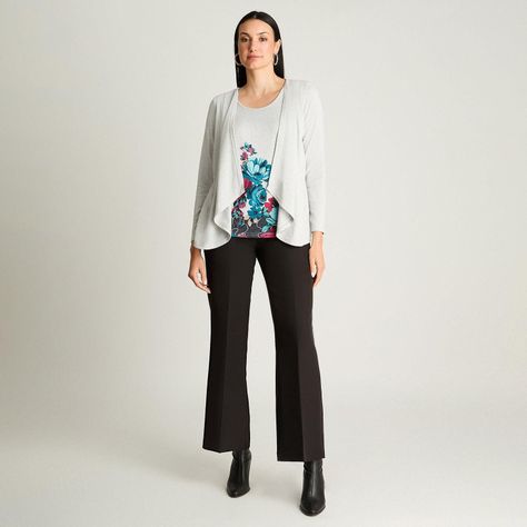 Polera Manga Larga Lanialla Twin Set Con Capa Gris-3