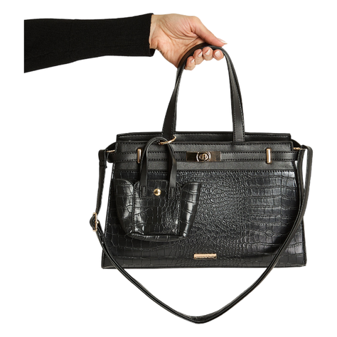 Cartera De Pu Cocodrilo Negro-0
