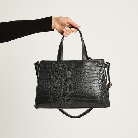 Cartera De Pu Cocodrilo Negro-1