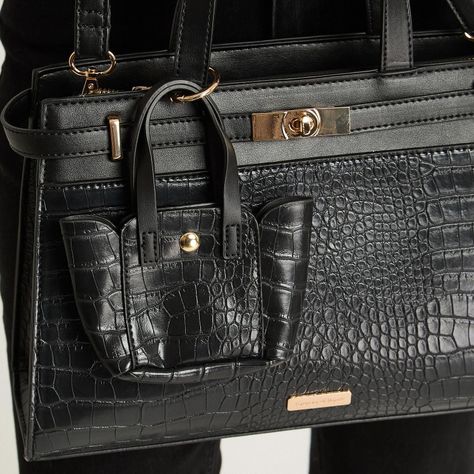 Cartera De Pu Cocodrilo Negro-2
