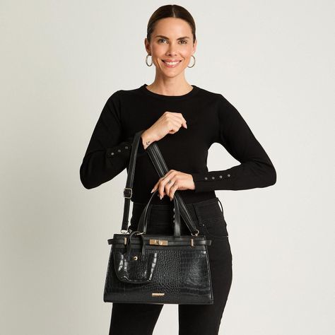 Cartera De Pu Cocodrilo Negro-3