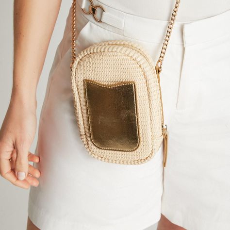 Porta Celular Raffia Beige Metalizado-1