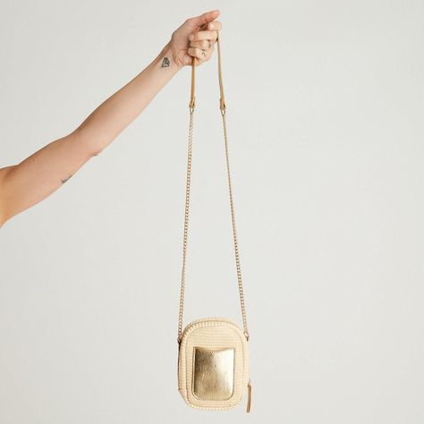 Porta Celular Raffia Beige Metalizado-3