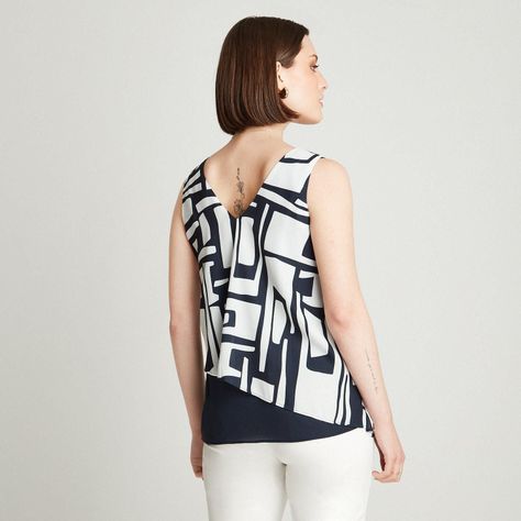 Blusa Crudo Sin Manga Cuello V-1