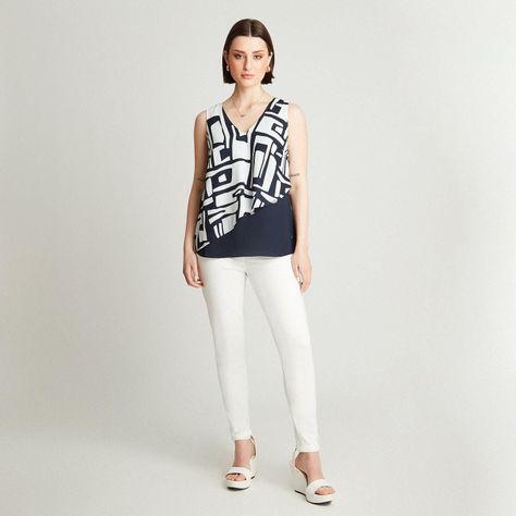 Blusa Crudo Sin Manga Cuello V-3