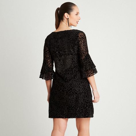 Vestido Negro Manga 3,4 Cuello V-1