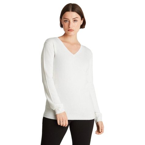 Sweater de Lurex Cuello en V Blanco-0