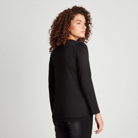 Polera Manga Larga Con Aplicación de Macramé Negra-2