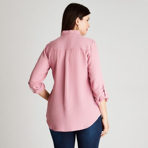Blusa Rosa Cuello Camisero-1