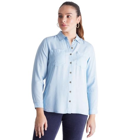 Blusa Mezclilla Bolsillos Basica Lyocell-0