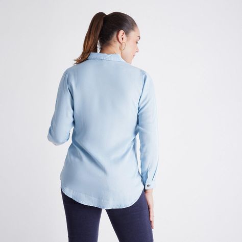 Blusa Mezclilla Bolsillos Basica Lyocell-1