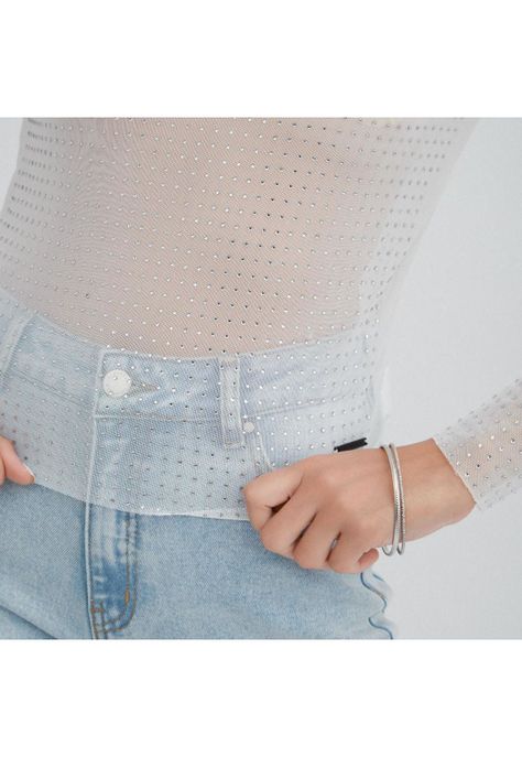 Polera Mech Manga Larga con Strass Blanco-2