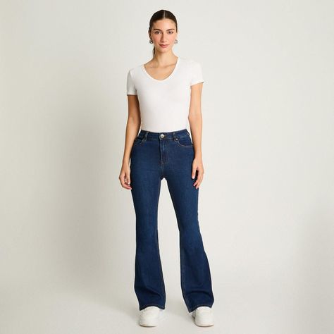Jeans 5 Bolsillos Flare Azul Marino-3