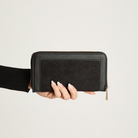 Billetera Contraste Animal Print Negro-1